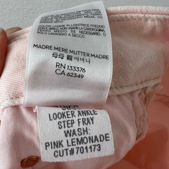 MOTHER Pink Lemonaid 25 Looker STep Fray Ankle Denim Jeans High Rise Skinny $239 - Picture 10 of 11